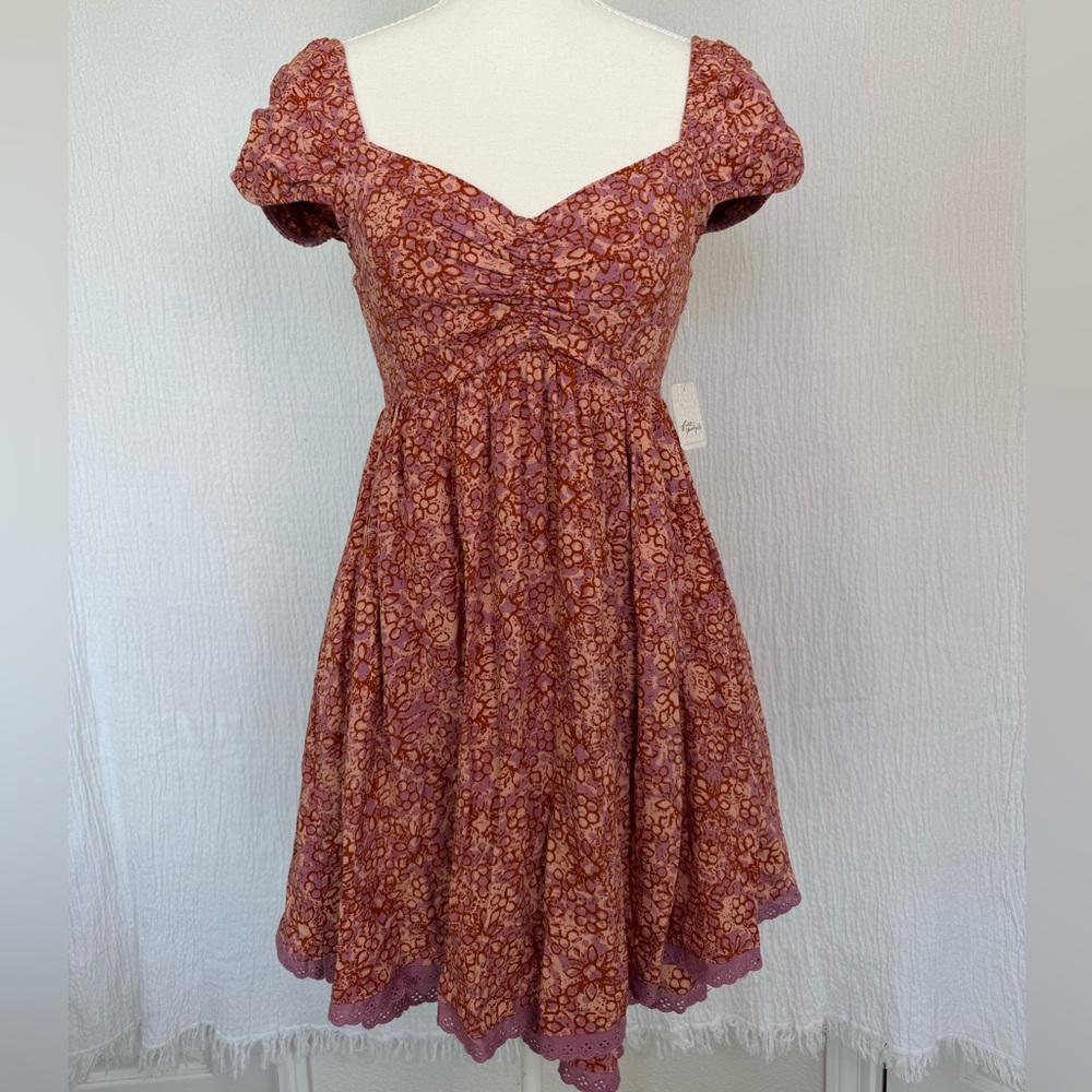 Free People Red and Purple Floral Mini Dress